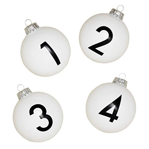 Design-Christbaumschmuck (4er Set) aus Glas mit den Zahlen 1-4 für den Adventskranz und Weihnachtsbaum/Weihnachtskugeln Numbers von corpus delicti