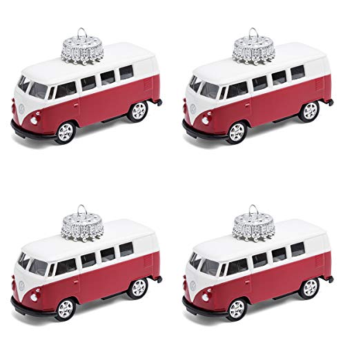 corpus delicti :: Christbaumschmuck aus Metall – die rollende Alternative zur Weihnachtskugel – kompatibel mit VW Bus T1 (4er Set rot) von corpus delicti