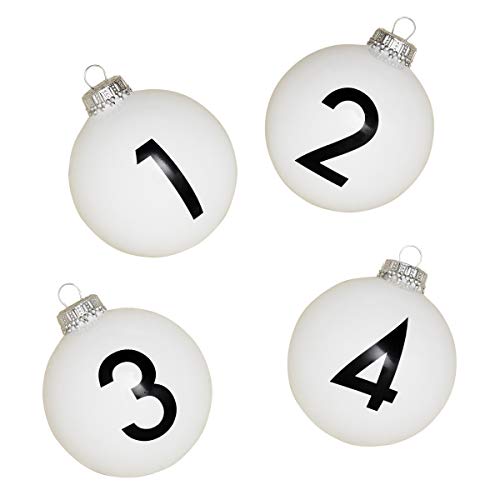 corpus delicti :: Design-Christbaumschmuck (4er Set) aus Glas mit den Zahlen 1-4 für den Adventskranz und Weihnachtsbaum/Weihnachtskugeln Numbers von corpus delicti