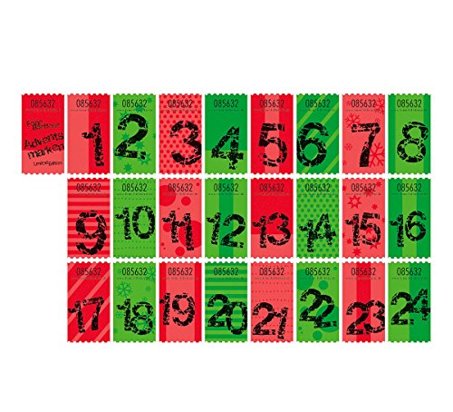 corpus delicti :: Wertmarken Advent (Zahlen 1-24) grün/rot zum Basteln von Adventskalendern - DIY von corpus delicti