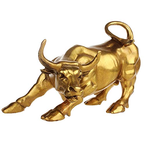 coserori Feng Fortune Messing Bull Statue, Skulptur Golden Copper Bull Steht für Viel Karriere von coserori