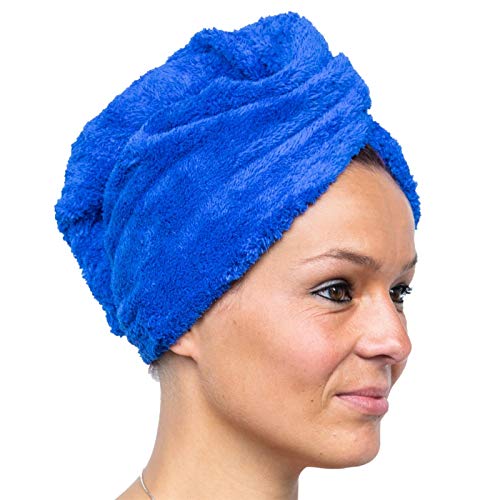 cosey - 1x Mikrofaser Turban-Handtuch - Flauschiges Fleece Kopf-Handtuch 400 g/m², in dunkelblau von cosey