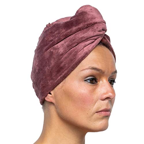 cosey - 2X Mikrofaser Turban-Handtuch - Kopf-Handtuch 350 g/m², in Braun von cosey