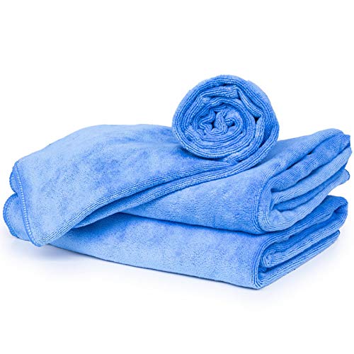 cosey - 3er Pack, Flauschiges Mikrofaser-Handtuch Größe L, 60x120cm, blau von cosey