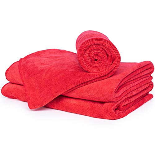 cosey - 3er Pack, Flauschiges Mikrofaser-Handtuch Größe S, 40x60cm, rot von cosey