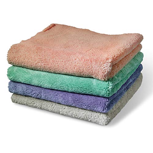 cosey - 4er Pack, Flauschiges Mikrofaser-Handtuch, 40x40cm, Mehrfarbig von cosey