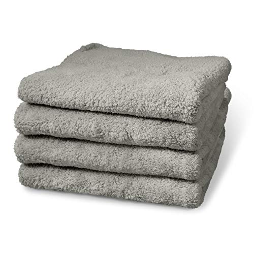 cosey - 4er Pack, Flauschiges Mikrofaser-Handtuch, 40x40cm, grau von cosey