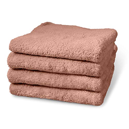 cosey - 4er Pack, Flauschiges Mikrofaser-Handtuch, 40x40cm, rosa von cosey