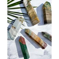 Seltene Ozean Jaspis Turm | Hochwertiger Natürlicher Obelisk Spitze von cosmiccraft111