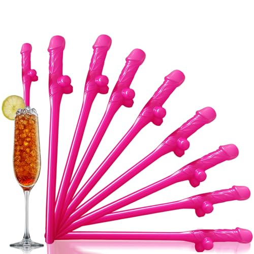 Strohhalme JGA,24Pcs Heißes Rosa Witziges Penis Trinkhalme Bachelorette Party Accessoires Frauen Wiederverwendbare Trinkhalme Cocktail Strohhalme Für den Mädelsabend Junggesellenabschiede Geburtstage von COSORO
