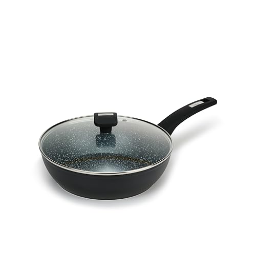 Cosychef Nova Bratpfanne 24 cm - Bratpfanne mit Glasdeckel und Antihaftbeschichtung - Granit Omlettpfanne Geeignet für alle Herdarten, auch Induktion - PFOA Frei von cosy chef