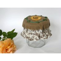 Kuscheliger Chicer Leinen Marmeladen-Deckel von cosyribbon