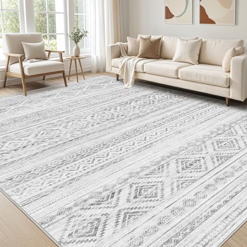Großer Wohnzimmer-Teppich 15,2 x 22,9 cm: weich, maschinenwaschbar, Boho, marokkanischer Bauernhaus-Teppich für Schlafzimmer, unter dem Esstisch, rutschfest, neutral, modern, für den Innenbereich Großer Wohnzimmer-Teppich 15,2 x 22,9 cm: weich, maschinenwaschbar, Boho, marokkanischer Bauernhaus-Teppich für Schlafzimmer, unter dem Esstisch, rutschfest, neutral, modern, für den Innenbereich von cotiled