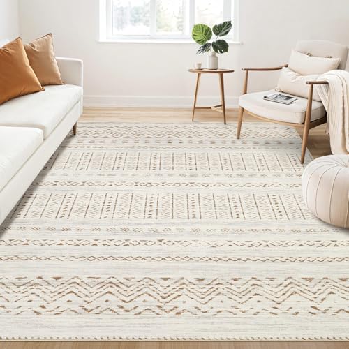 Großer Wohnzimmerteppich, 12,7 x 20,3 cm: weich, maschinenwaschbar, Boho, marokkanischer Bauernhaus-Teppich für Schlafzimmer, unter dem Esstisch, rutschfest, neutral, modern, für den Innenbereich, für Großer Wohnzimmerteppich, 12,7 x 20,3 cm: weich, maschinenwaschbar, Boho, marokkanischer Bauernhaus-Teppich für Schlafzimmer, unter dem Esstisch, rutschfest, neutral, modern, für den Innenbereich, für von cotiled