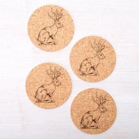 Jackalope Korkuntersetzer Handgedrucktes Cryptid-Dekor von countercouturedesign