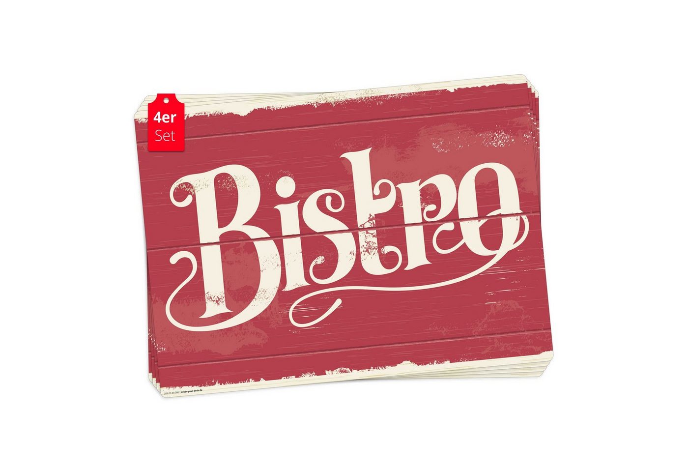 cover-your-desk.de Platzset Tischset, Platzset abwaschbar - Bistro Schriftzug Retro, (aus erstklassigem Vinyl (Kunststoff - BPA-frei), 4-St., rutschfeste Tischunterlage in tollem Design), Made in Germany von cover-your-desk.de