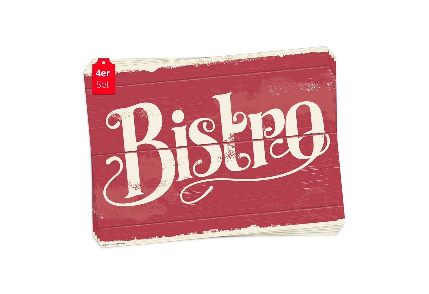 Platzset, Tischset, Platzset abwaschbar - Bistro Schriftzug Retro, cover-your-desk.de, (aus erstklassigem Vinyl (Kunststoff - BPA-frei), 4-St., rutschfeste Tischunterlage in tollem Design), Made in Germany von cover-your-desk.de