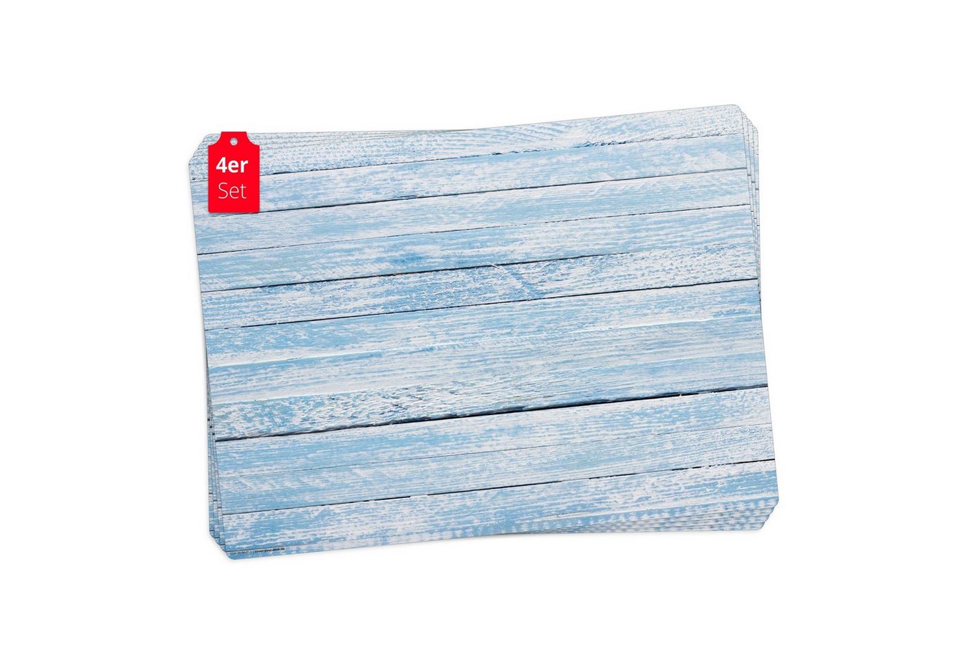 cover-your-desk.de Platzset Tischset, Platzset abwaschbar - Blaue Holzbretter im Vintage-Look, (aus erstklassigem Vinyl (Kunststoff – BPA-frei), 4-St., 44 x 32 cm - rutschfeste Tischdekoration), Made in Germany von cover-your-desk.de