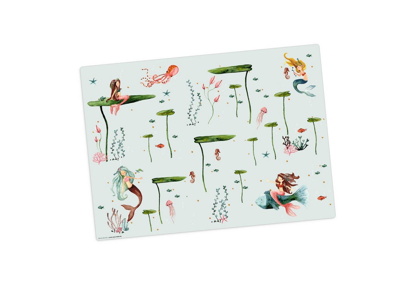 cover-your-desk.de Platzset Tischset, Platzset abwaschbar - Meerjungfrau, (aus erstklassigem Vinyl (Kunststoff - BPA frei), 1-St., 44 x 32 cm - rutschfeste Tischdekoration), Made in Germany von cover-your-desk.de