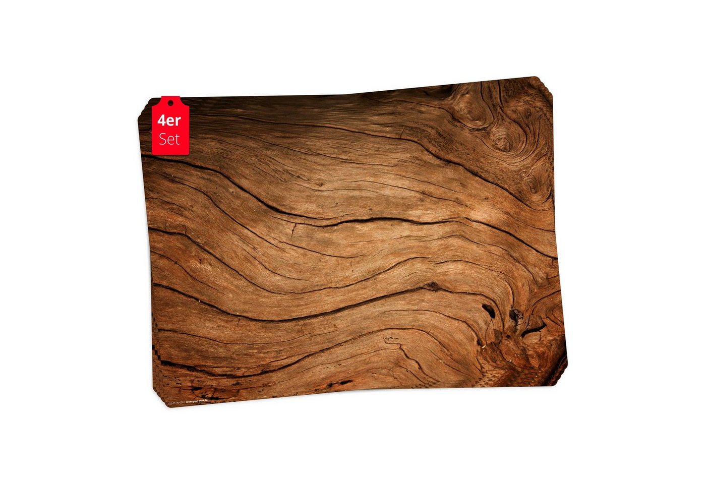 cover-your-desk.de Platzset Tischset, Platzset abwaschbar - Rustikales Holz für Landhausromantik, (aus erstklassigem Vinyl (Kunststoff - BPA-frei), 4-St., rutschfeste Tischunterlage in tollem Design), Made in Germany von cover-your-desk.de