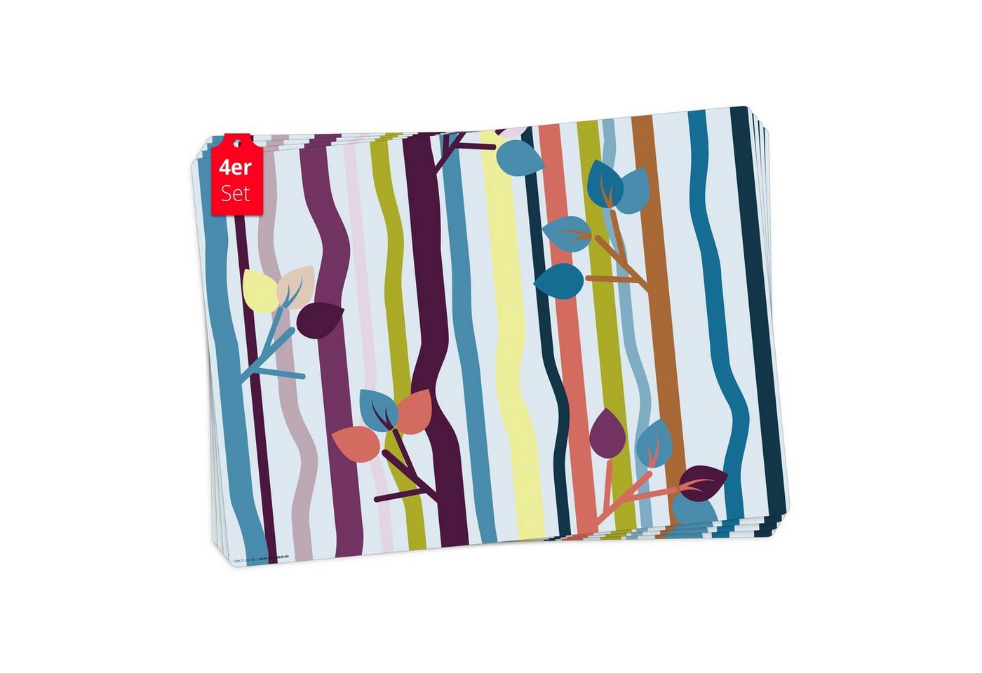 cover-your-desk.de Platzset Tischset, Platzset abwaschbar - Verpieltes Waldmuster, (aus erstklassigem Vinyl (Kunststoff – BPA-frei), 4-St., 44 x 32 cm - rutschfeste Tischdekoration), Made in Germany von cover-your-desk.de