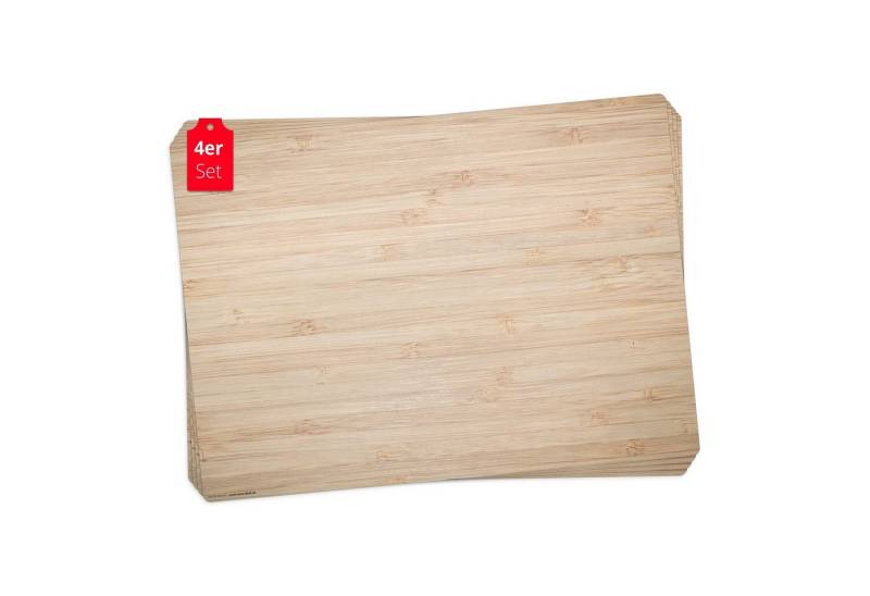 cover-your-desk.de Platzset Tischsets I Platzsets abwaschbar - Bambus Optik, (aus erstklassigem Vinyl (Kunststoff – BPA-frei), 4-St., 44 x 32 cm - rutschfeste Tischdekoration), Made in Germany von cover-your-desk.de