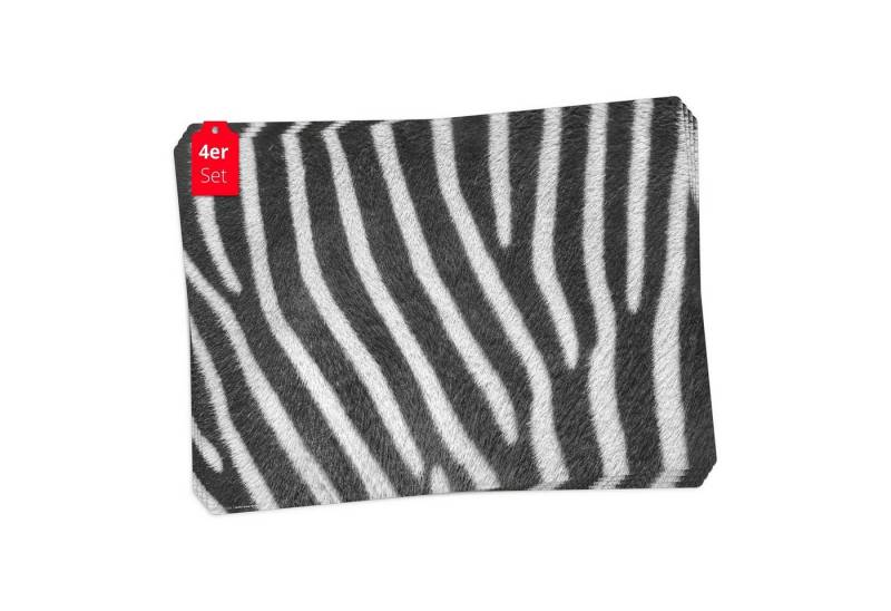 cover-your-desk.de Platzset Tischsets I Platzsets abwaschbar - Zebra Muster, (aus erstklassigem Vinyl (Kunststoff – BPA-frei), 4-St., 44 x 32 cm - rutschfeste Tischdekoration), Made in Germany von cover-your-desk.de
