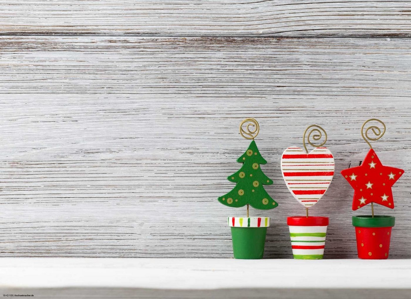 Platzset Tischsets I Platzsets abwaschbar - Weihnachten - Weihnachtliches Arrangement aus Holzsymbolen - aus erstklassigem Vinyl (Kunststoff) - 4 Stück - 44 x 32 cm - rutschfeste Tischdekoration, (4-St) von cover-your-desk.de