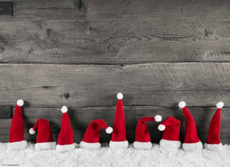 cover-your-desk.de Platzset Tischsets "Rote Zipfelmützen im Schnee" Weihnachten, (4-St), 44 x 32 cm - aus Premium Vinyl abwaschbar von cover-your-desk.de