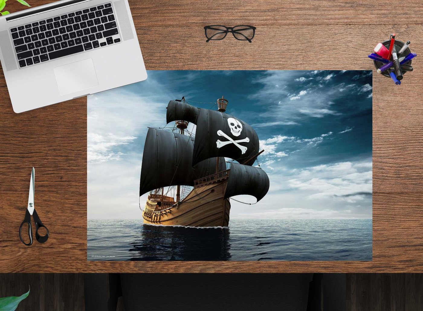 cover-your-desk.de Schreibtischaufsatz Schreibtischunterlage für Kinder – Piratenschiff – 60 x 40 cm – aus hochwertigem Vinyl, (1-St) von cover-your-desk.de