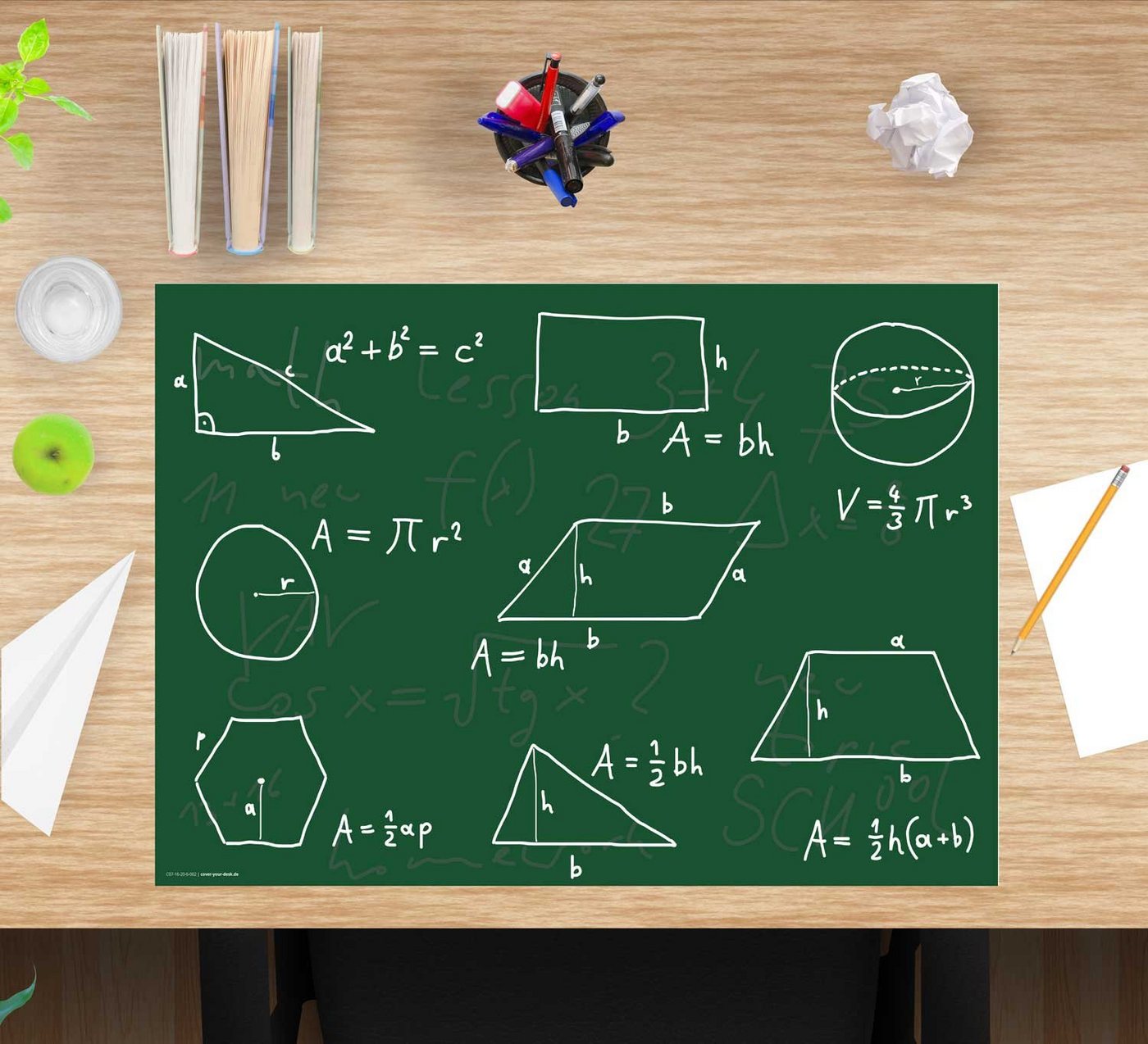 cover-your-desk.de Schreibtischaufsatz Schreibtischunterlage für Kinder und Schüler - Mathematik - 60 x 40 cm – aus hochwertigem Vinyl, (1-St) von cover-your-desk.de