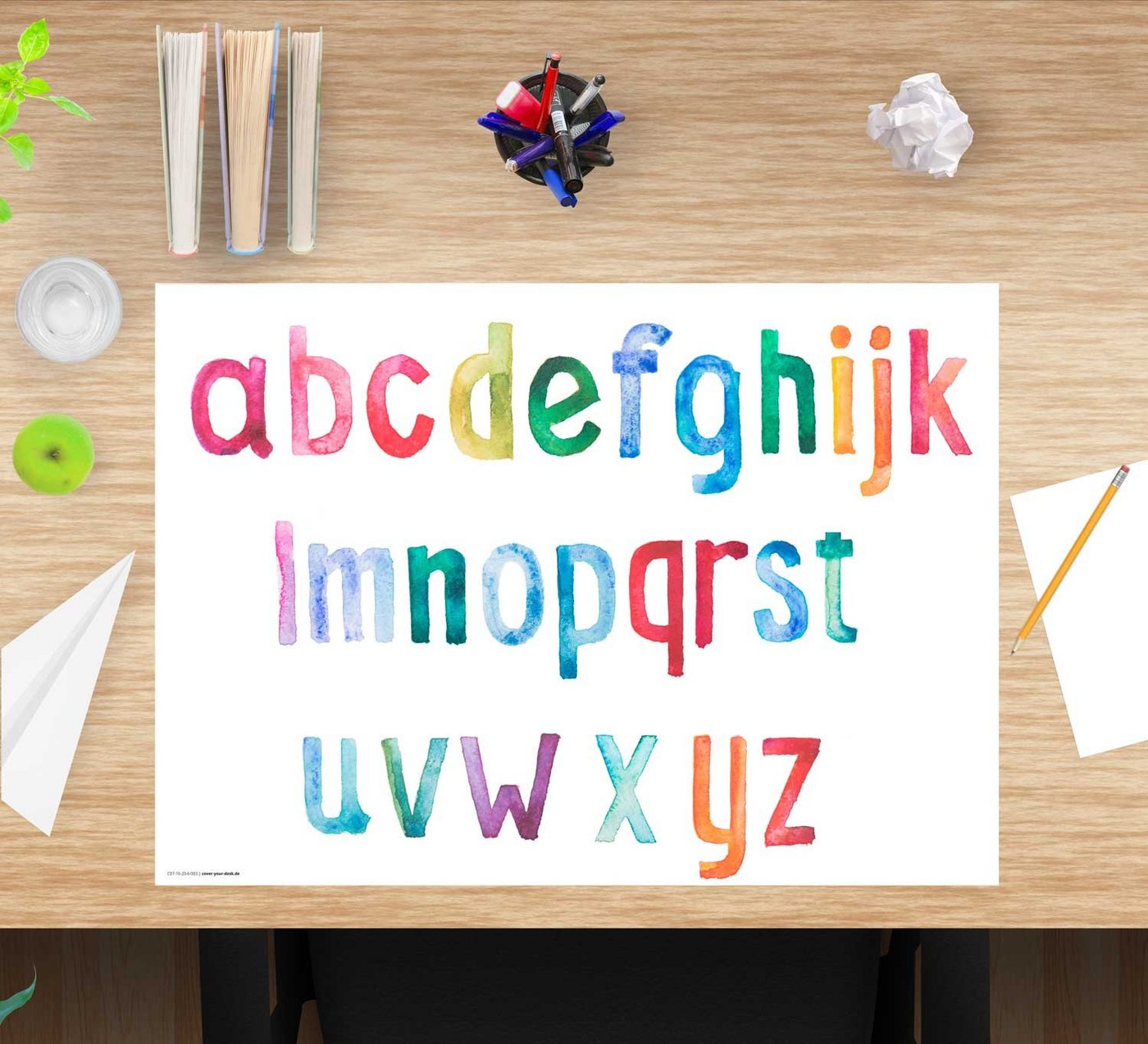 cover-your-desk.de Schreibtischaufsatz Schreibtischunterlage für Kinder und Schüler - abc - 60 x 40 cm – aus hochwertigem Vinyl, (1-St) von cover-your-desk.de