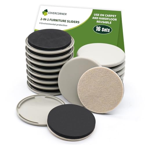 COVERCORNER Möbelgleiter 16 Stück – 2-in-1 in 8,9 cm oder 10,2 cm – Möbelgleiter für Teppich- und Hartholzböden. Möbelgleiter und Schieber zum einfachen und sicheren Bewegen von Möbeln COVERCORNER Möbelgleiter 16 Stück – 2-in-1 in 8,9 cm oder 10,2 cm – Möbelgleiter für Teppich- und Hartholzböden. Möbelgleiter und Schieber zum einfachen und sicheren Bewegen von Möbeln von covercorner