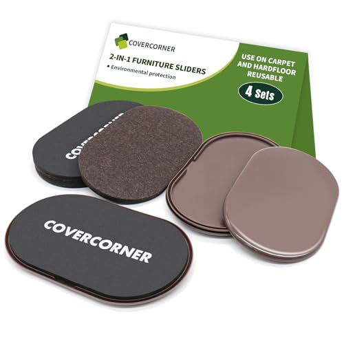 COVERCORNER Möbelgleiter 4 Stück – 2-in-1 in 22,9 cm oder 24,9 cm – Möbelgleiter für Teppich- und Hartholzböden. Möbelgleiter und Schieber zum einfachen und sicheren Bewegen von Möbeln COVERCORNER Möbelgleiter 4 Stück – 2-in-1 in 22,9 cm oder 24,9 cm – Möbelgleiter für Teppich- und Hartholzböden. Möbelgleiter und Schieber zum einfachen und sicheren Bewegen von Möbeln von covercorner