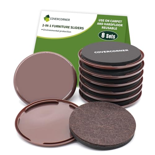 COVERCORNER Möbelgleiter 8 Stück – 2-in-1 in 4 1/4 Zoll oder 4 3/4 Zoll – Möbelgleiter für Teppich- und Hartholzböden. Möbelgleiter und Schieber zum einfachen und sicheren Bewegen von Möbeln COVERCORNER Möbelgleiter 8 Stück – 2-in-1 in 4 1/4 Zoll oder 4 3/4 Zoll – Möbelgleiter für Teppich- und Hartholzböden. Möbelgleiter und Schieber zum einfachen und sicheren Bewegen von Möbeln von covercorner