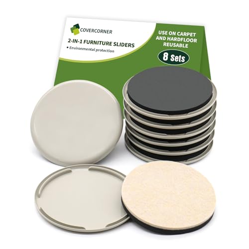 COVERCORNER Möbelgleiter 8 Stück – 2-in-1 in 4 1/4 Zoll oder 4 3/4 Zoll – Möbelgleiter für Teppich- und Hartholzböden. Möbelgleiter und Schieber zum einfachen und sicheren Bewegen von Möbeln COVERCORNER Möbelgleiter 8 Stück – 2-in-1 in 4 1/4 Zoll oder 4 3/4 Zoll – Möbelgleiter für Teppich- und Hartholzböden. Möbelgleiter und Schieber zum einfachen und sicheren Bewegen von Möbeln von covercorner