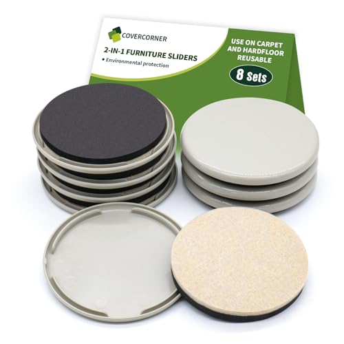 COVERCORNER Möbelgleiter 8 Stück – 2-in-1 in 8,9 cm oder 10,2 cm – Möbelgleiter für Teppich- und Hartholzböden. Möbelgleiter und Schieber zum einfachen und sicheren Bewegen von Möbeln COVERCORNER Möbelgleiter 8 Stück – 2-in-1 in 8,9 cm oder 10,2 cm – Möbelgleiter für Teppich- und Hartholzböden. Möbelgleiter und Schieber zum einfachen und sicheren Bewegen von Möbeln von covercorner
