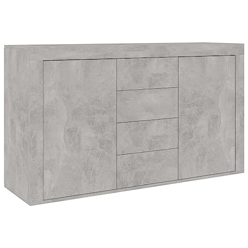 cozihabi Buffet Sideboard 120x36x69 cm Minimalistisches Design Innendekoration Grau Zement Esszimmer Möbel Großer Stauraum Küchenschrank Multifunktionale Anrichte von cozihabi