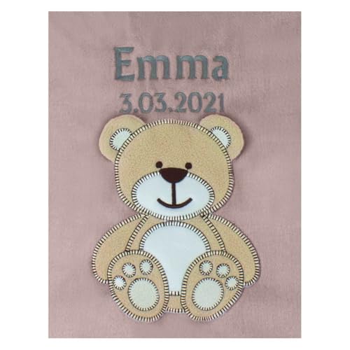 cozy racoon Babydecke Bestickt mit Namen und Geburtsdatum | Weiche Kuscheldecke für Baby Mädchen I Personalisiertes Geschenk zur Geburt oder als Erstausstattung I Altrosa Decke mit Bär cozy racoon Babydecke Bestickt mit Namen und Geburtsdatum | Weiche Kuscheldecke für Baby Mädchen I Personalisiertes Geschenk zur Geburt oder als Erstausstattung I Altrosa Decke mit Bär von cozy racoon