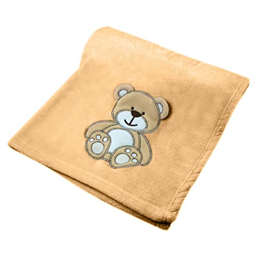 cozy racoon Babydecke | Weiche Kuscheldecke für Baby Jungen und Mädchen I Geschenk zur Geburt oder als Erstausstattung I Karamell Decke mit Bär von cozy racoon