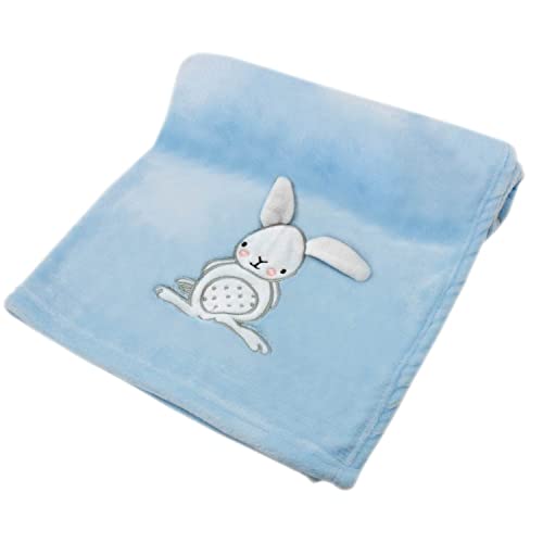 cozy racoon Babydecke | Weiche Kuscheldecke für Baby Jungen und Mädchen I Geschenk zur Taufe, Geburt oder als Erstausstattung I Blaue Decke mit Hase von cozy racoon