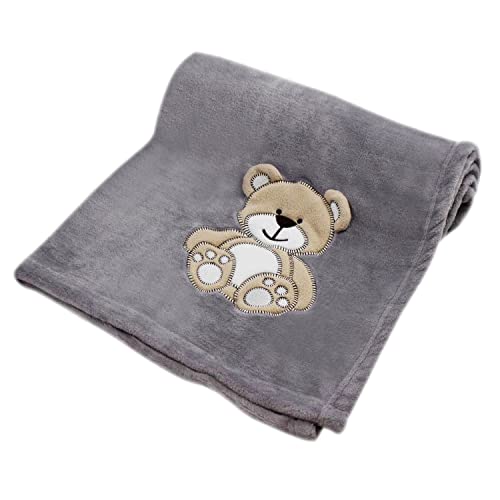 cozy racoon Babydecke | Weiche Kuscheldecke für Baby Jungen und Mädchen I Geschenk zur Taufe, Geburt oder als Erstausstattung I Graue Decke mit Bär von cozy racoon