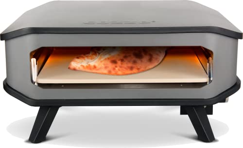 cozze - 90346 17" Gas Pizza Ofen | Pizzaofen mit Pizzastein | Gasgrill bis 400°Grad | mit 42,50 x42,50 cm Pizzastein | Geeignet für Terrasse, Balkon und Garten | 8kW, Black von cozze