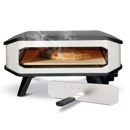 cozze® 17" Elektro-Pizzaofen mit Pizzastein, 230V/2200W, Digitale Temperatursteuerung, inkl. Frontabdeckung, Schwarzes von cozze