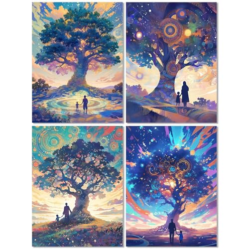 4 Stück Diamond Painting Kinder ab 10 Jahre Baum 45x60cm, Diamond Painting Erwachsene Geheimnis, 5D DIY Mosaikherstellung Basteln Erwachsene Diamant Malerei Stickerei Kits für Home Wand Dekor Z-97T 4 Stück Diamond Painting Kinder ab 10 Jahre Baum 45x60cm, Diamond Painting Erwachsene Geheimnis, 5D DIY Mosaikherstellung Basteln Erwachsene Diamant Malerei Stickerei Kits für Home Wand Dekor Z-97T von cppxinng