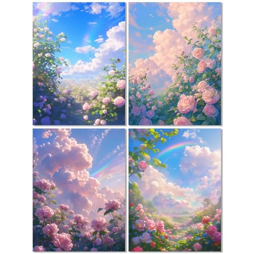 4 Stück Diamond Painting Kinder ab 10 Jahre Blume 45x60cm, Diamond Painting Erwachsene Weiße Wolke, 5D DIY Mosaikherstellung Basteln Erwachsene Diamant Malerei Stickerei Kits für Home Wand Dekor Z-69T 4 Stück Diamond Painting Kinder ab 10 Jahre Blume 45x60cm, Diamond Painting Erwachsene Weiße Wolke, 5D DIY Mosaikherstellung Basteln Erwachsene Diamant Malerei Stickerei Kits für Home Wand Dekor Z-69T von cppxinng
