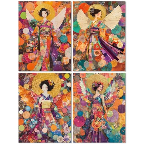4 Stück Diamond Painting Kinder ab 10 Jahre Schönheit 70x90cm, Diamond Painting Erwachsene Retro, 5D DIY Mosaikherstellung Basteln Erwachsene Diamant Malerei Stickerei Kits für Home Wand Dekor Z-553T von cppxinng