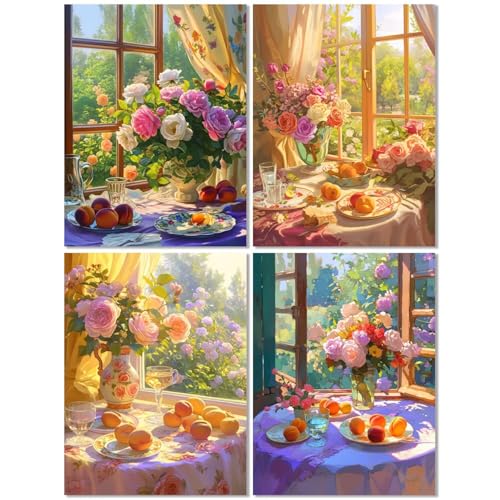 4 Stück Diamond Painting Kinder ab 6 Jahre Blume 50x65cm, Diamond Painting Erwachsene Balkon, 5D DIY Mosaikherstellung Basteln Erwachsene Diamant Malerei Stickerei Kits für Wand Dekor Geschenke Z-19T 4 Stück Diamond Painting Kinder ab 6 Jahre Blume 50x65cm, Diamond Painting Erwachsene Balkon, 5D DIY Mosaikherstellung Basteln Erwachsene Diamant Malerei Stickerei Kits für Wand Dekor Geschenke Z-19T von cppxinng