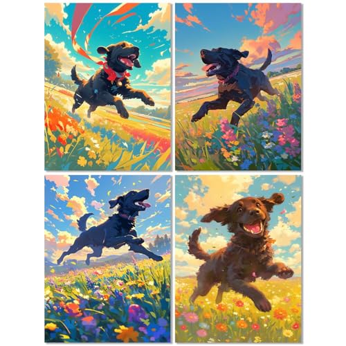 4 Stück Diamond Painting Kinder ab 7 Jahre Hund 50x70cm, Diamond Painting Erwachsene Blume, 5D DIY Mosaikherstellung Basteln Erwachsene Diamant Malerei Stickerei Kits für Wand Dekor Geschenke Z-221T 4 Stück Diamond Painting Kinder ab 7 Jahre Hund 50x70cm, Diamond Painting Erwachsene Blume, 5D DIY Mosaikherstellung Basteln Erwachsene Diamant Malerei Stickerei Kits für Wand Dekor Geschenke Z-221T von cppxinng