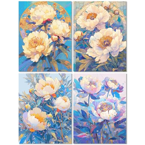 4er Set Diamond Painting Erwachsene Blume 50x65cm, Diamond Painting Kinder Pfingstrose, DIY Basteln Mädchen 10 Jahre, Mosaikherstellung Kreativ Set für Erwachsene, 5D Diamant Stickerei Kits Z-226T 4er Set Diamond Painting Erwachsene Blume 50x65cm, Diamond Painting Kinder Pfingstrose, DIY Basteln Mädchen 10 Jahre, Mosaikherstellung Kreativ Set für Erwachsene, 5D Diamant Stickerei Kits Z-226T von cppxinng